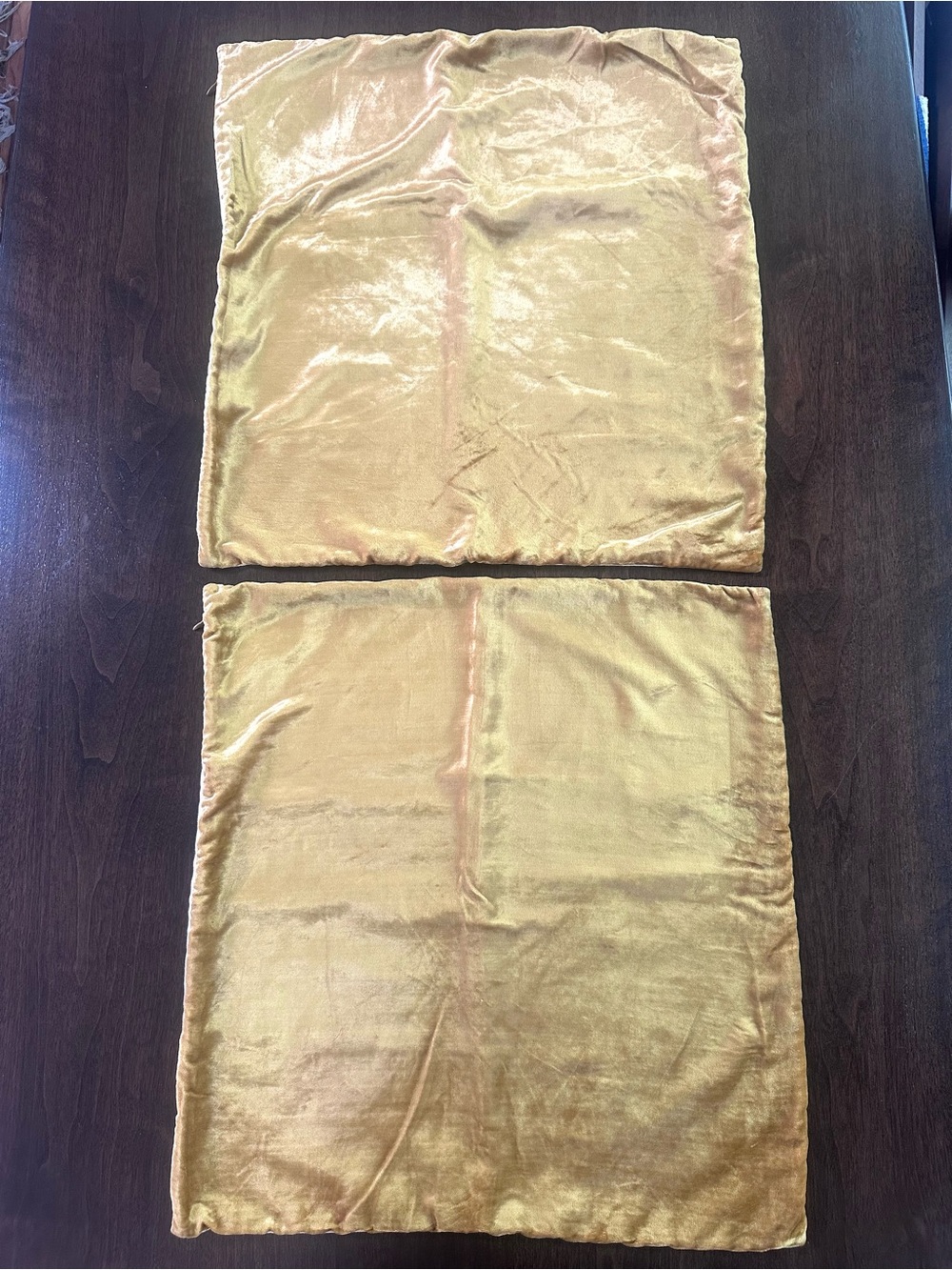 West Elm Set of Two Velvet Pillow Covers Mustard Gold 20 x 20 Flawless